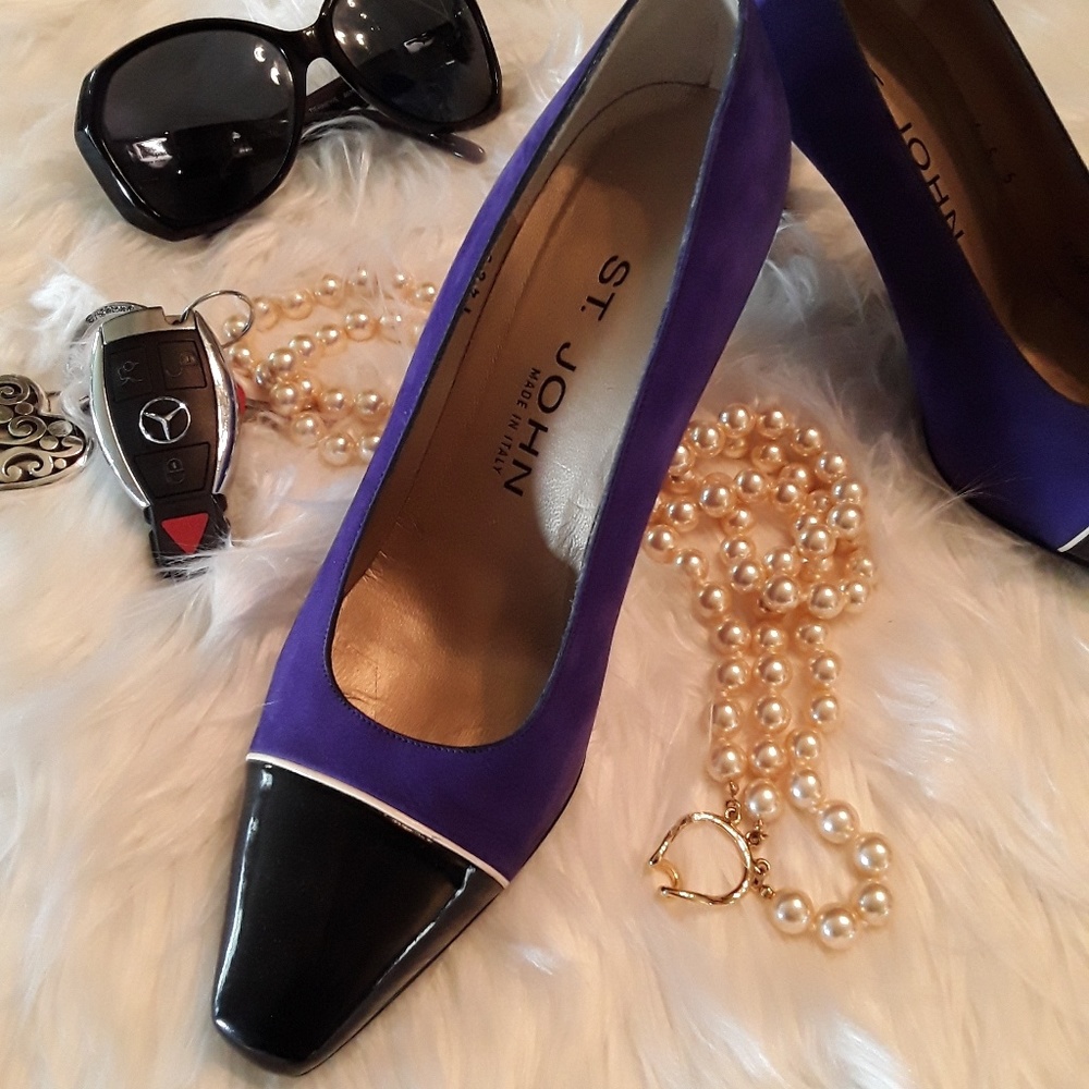 St John Purple Suede Pumps with Black Toe - Picture 6 of 6